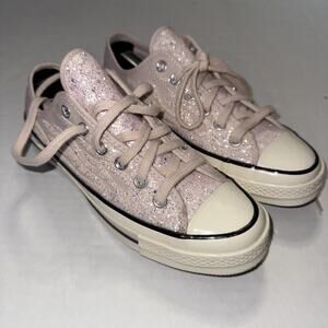 Size 7.5 Converse Chuck Taylor 70 Low Top Light Pink Glitter Flame Tennis Shoes